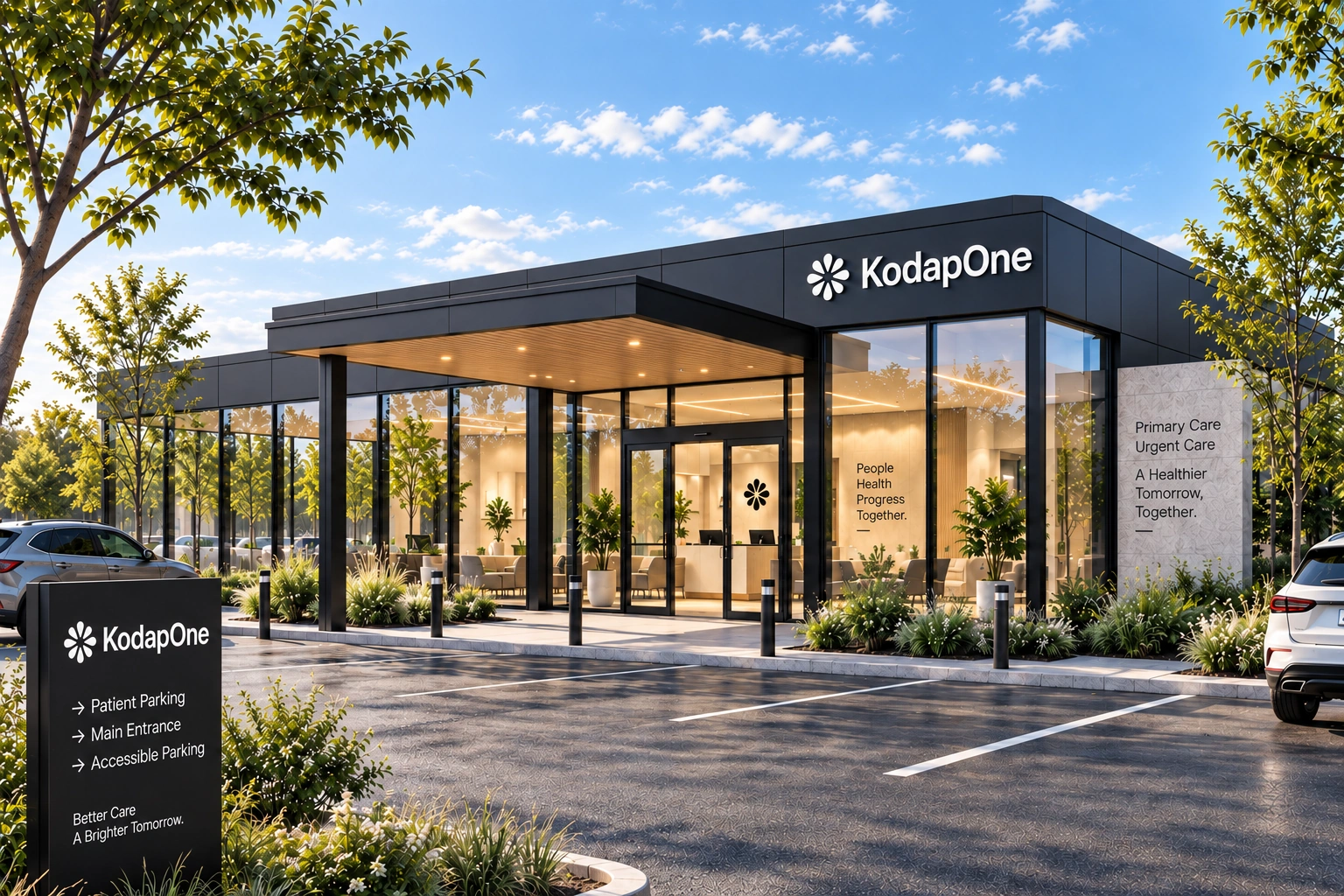 Architectural concept rendering of the planned KodapOne clinic